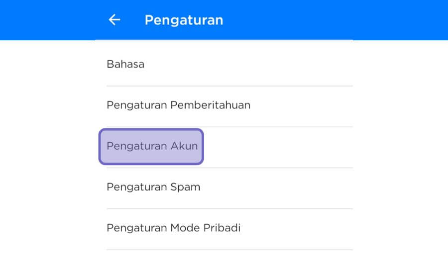 Menu Pengaturan Akun GetContact
