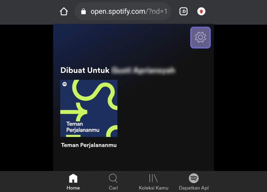 Buka Menu Pengaturan Spotify