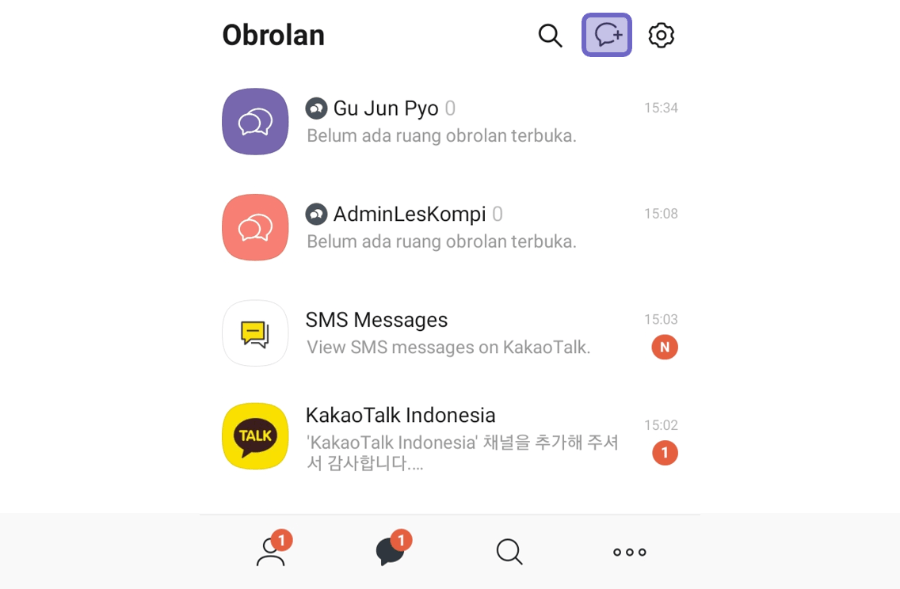 Menu New Chat KakaoTalk