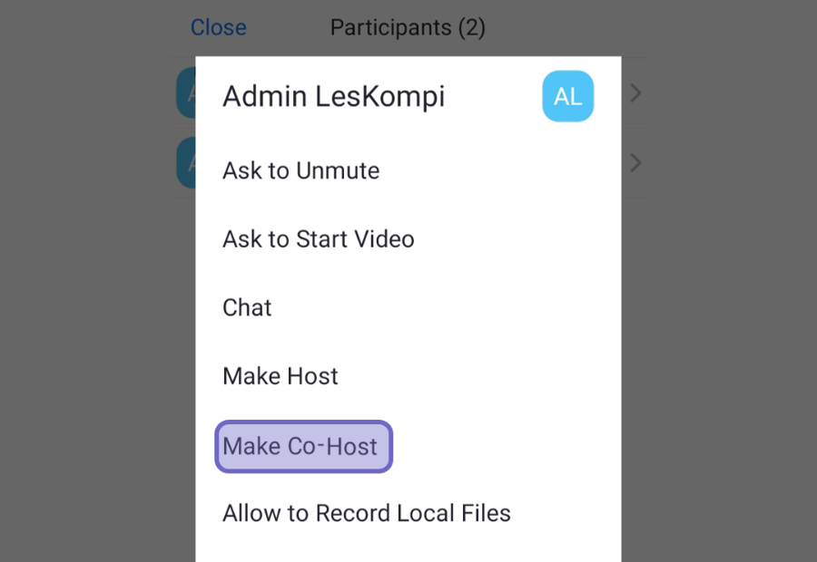Pilih Opsi Make Co Host di Zoom