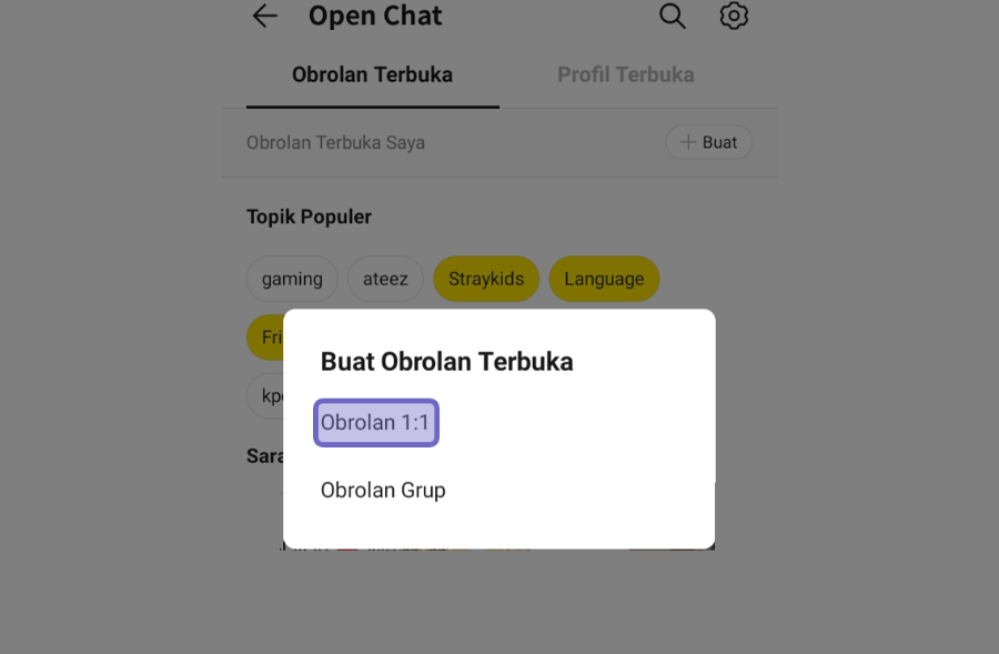 Atur Opsi Obrolan Pertama