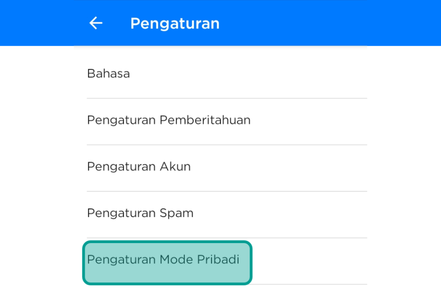 Pilih Opsi Mode Pribadi