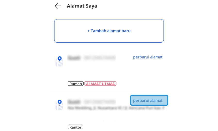 Pilih Perbarui Alamat Lazada