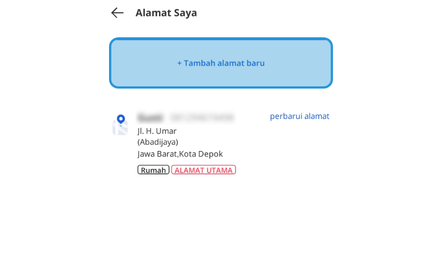 Opsi Tambah Alamat Baru