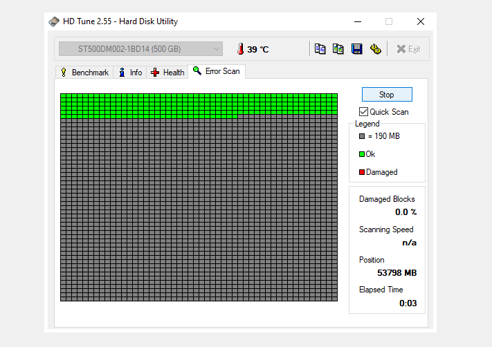 Proses Scan Hardisk di HDTune