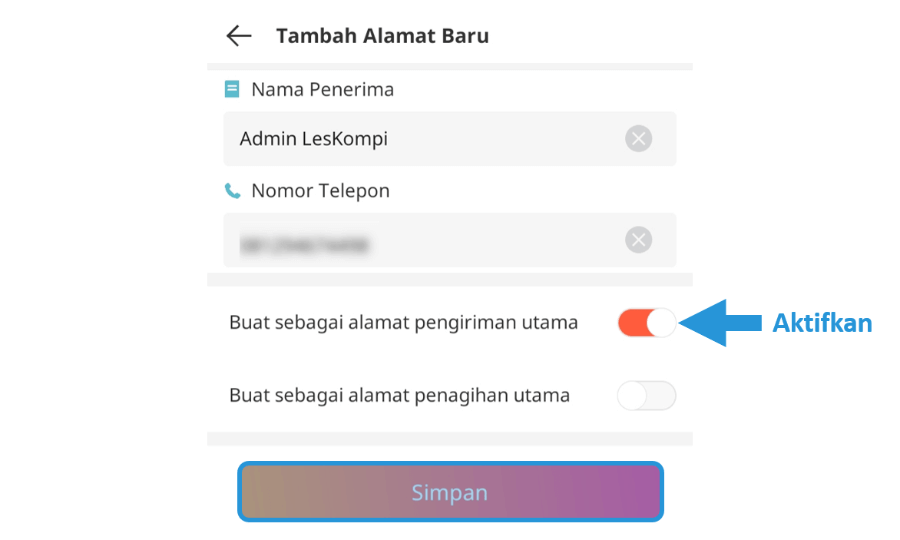 Ubah Jadi Alamat Utama