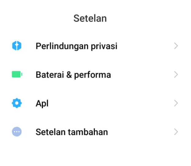 Menu Aplikasi HP