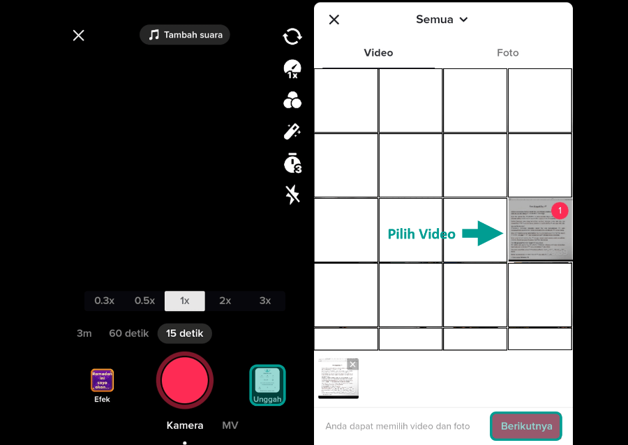 Mencari Video TikTok Dari Galeri