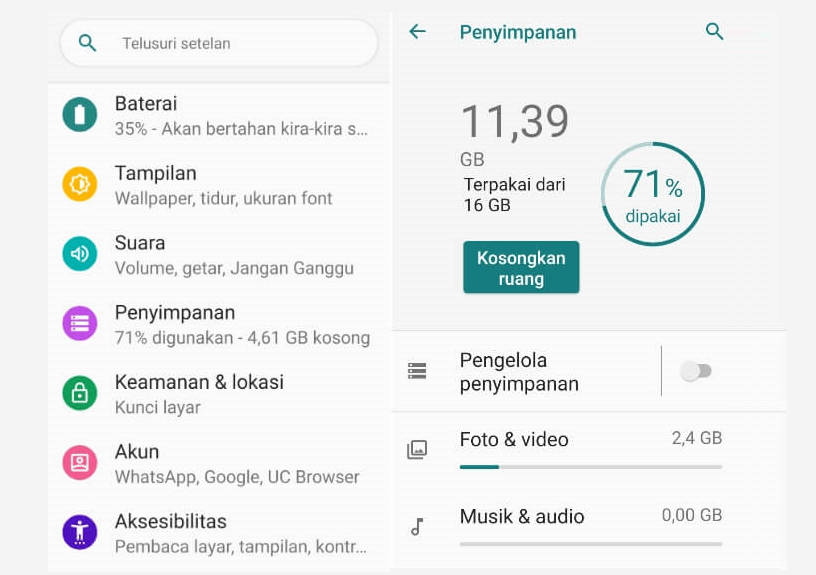 Cek Memori Penyimpanan Internal WhatsApp