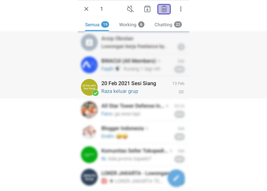 Menu Hapus Grup Telegram