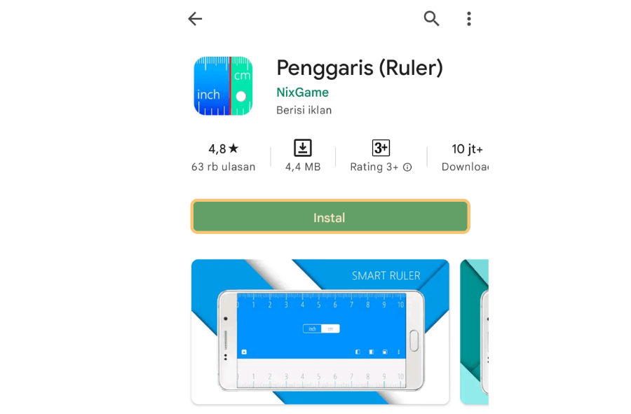 Pasang Aplikasi Ruler