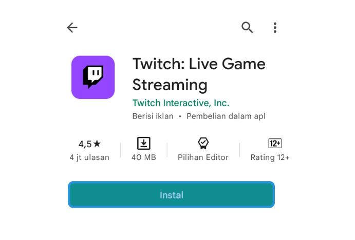Pasang Aplikasi Twitch