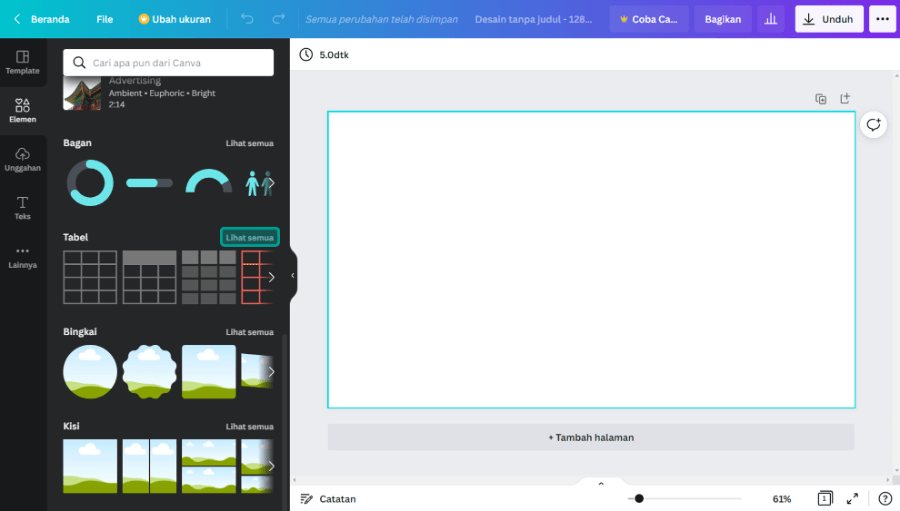 Opsi Tabel di Canva