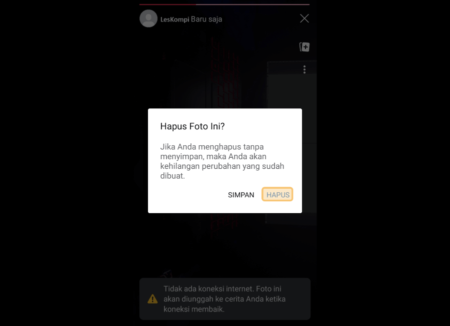 Konfirmasi Hapus Foto Story Facebook