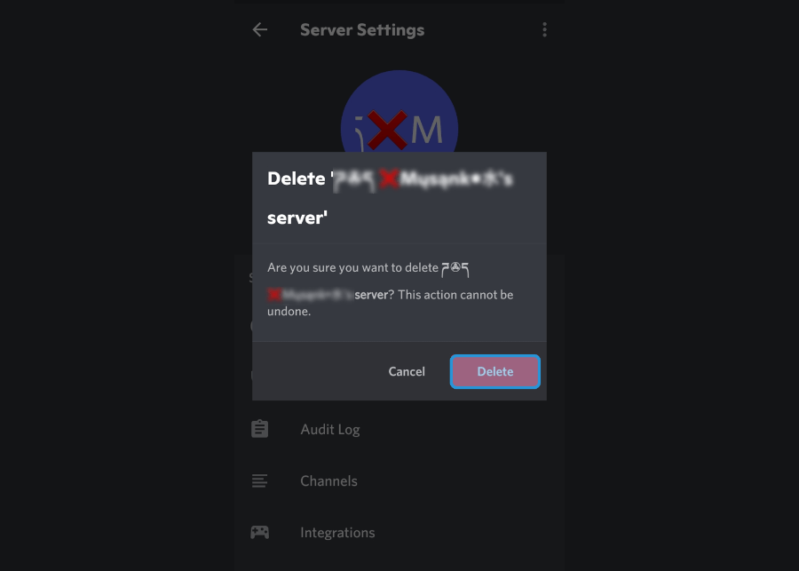 Konfirmasi Delete Server Discord