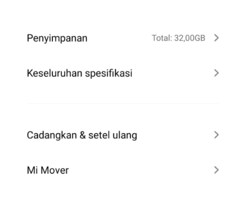 Menu Cadangkan Setel Ulang di HP