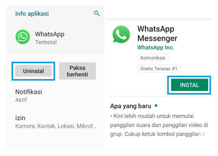 Pasang Ulang Aplikasi WA