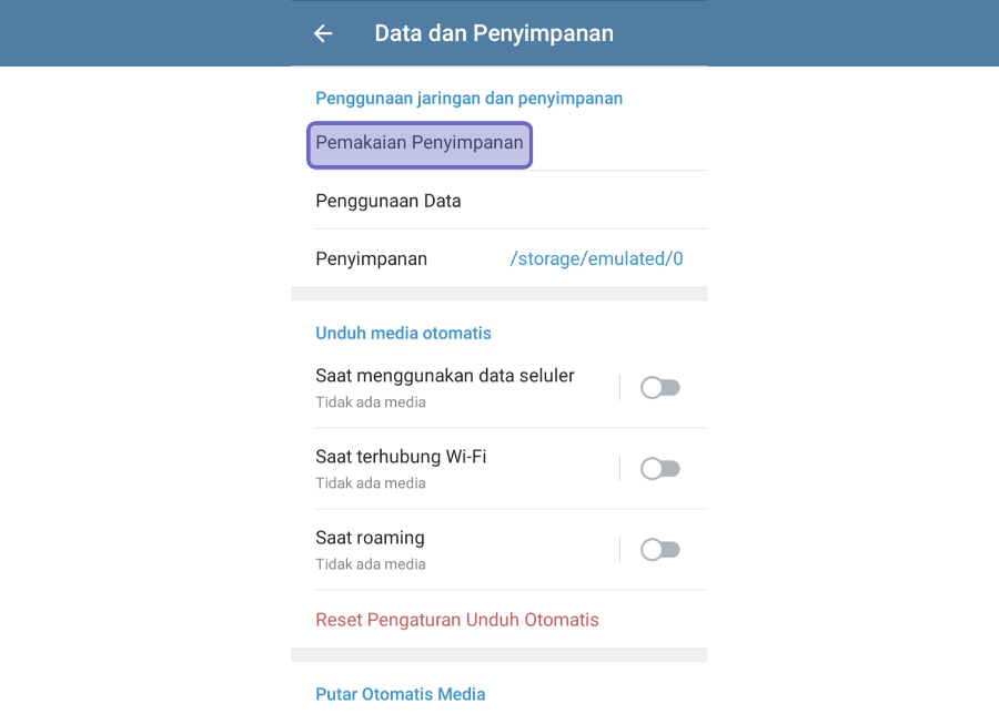 Opsi Pemakaian Penyimpanan