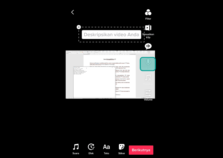 Menu Sulih Suara TikTok
