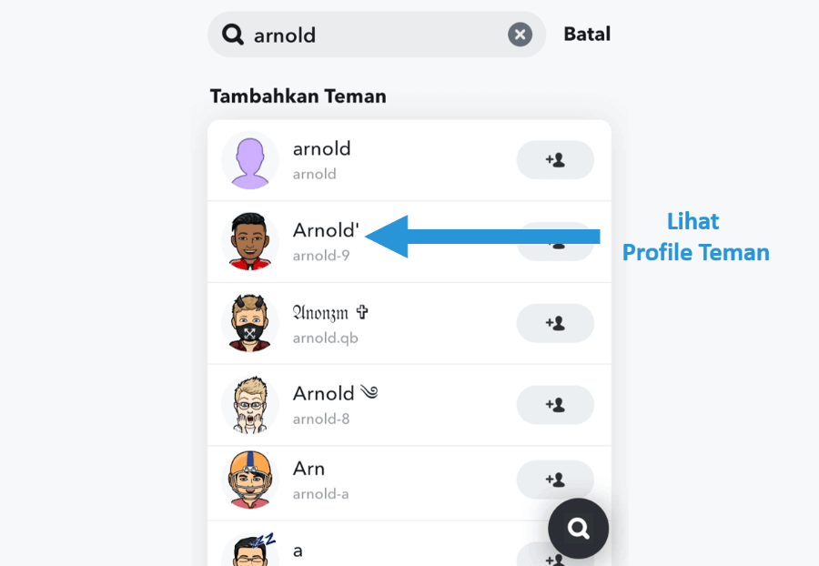 Pilih Teman di Snapchat