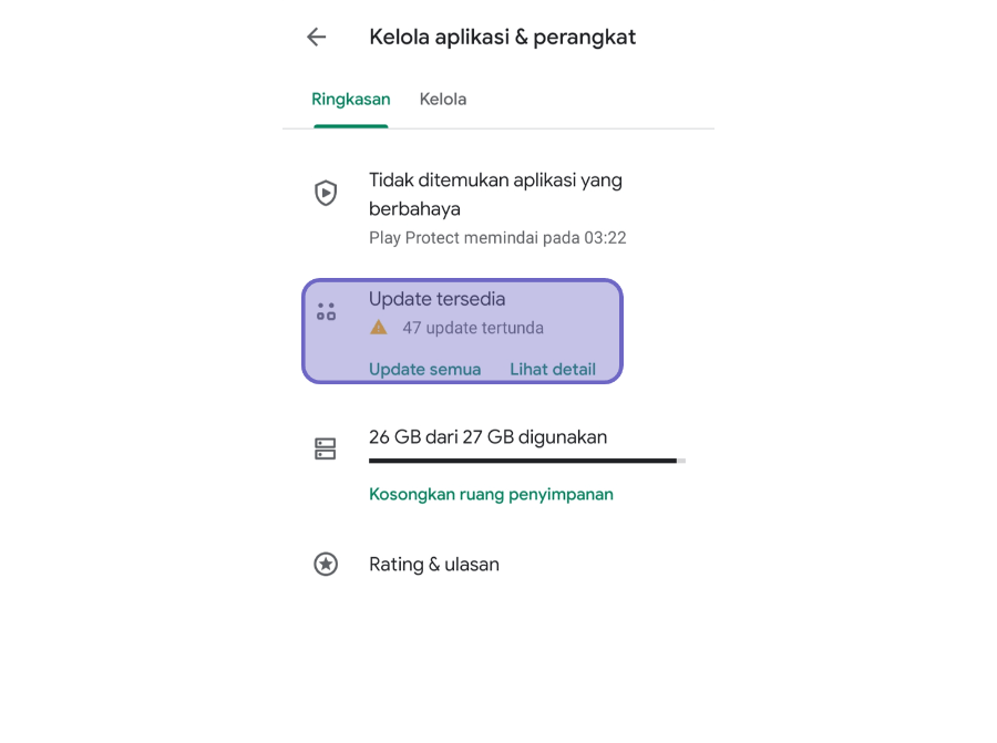 Pilih Update Tersedia Playstore