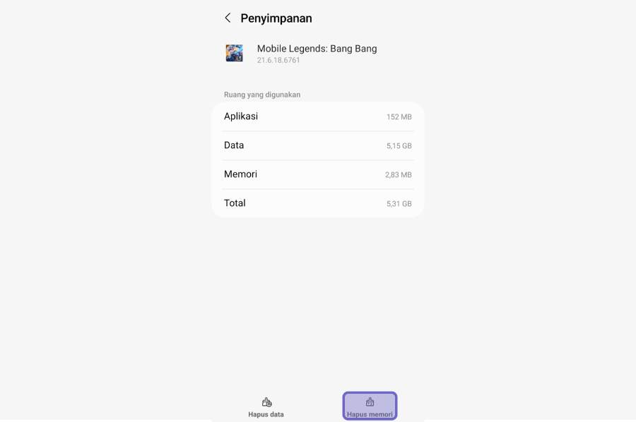Hapus Data Cache Mobile Legends
