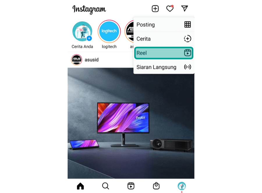 Menu Reel di IG