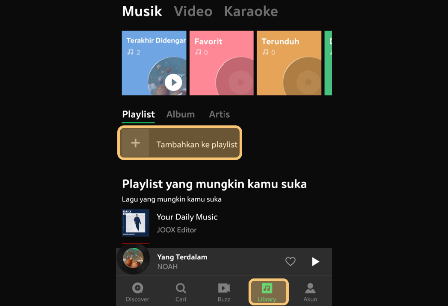 Ketuk Tambahkan ke Playlist Joox