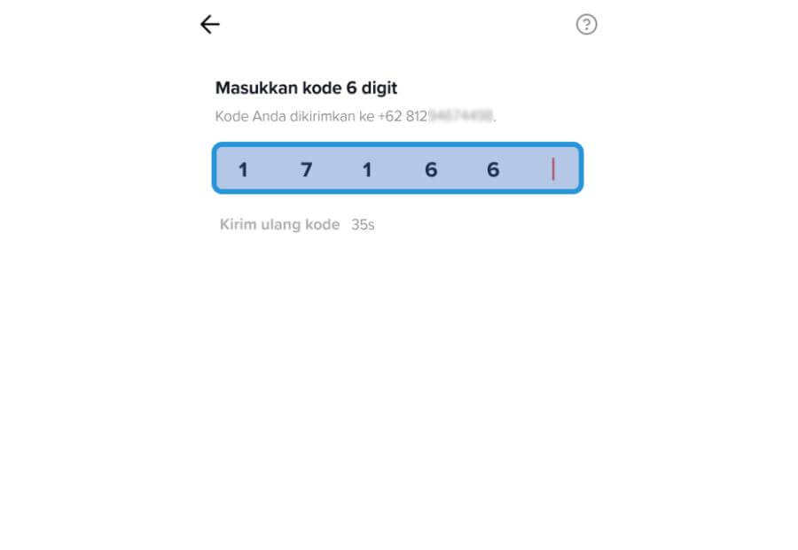 Masukkan Nomor Kode di TikTok