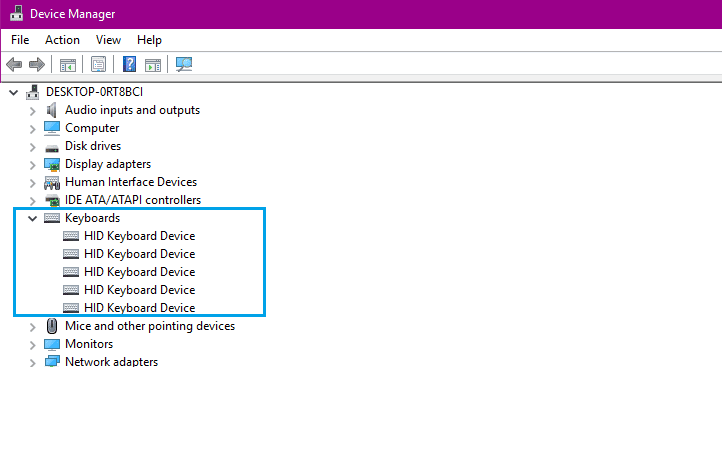 Menu Install Driver Keyboard