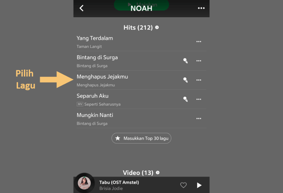 Pilih Lagu Joox
