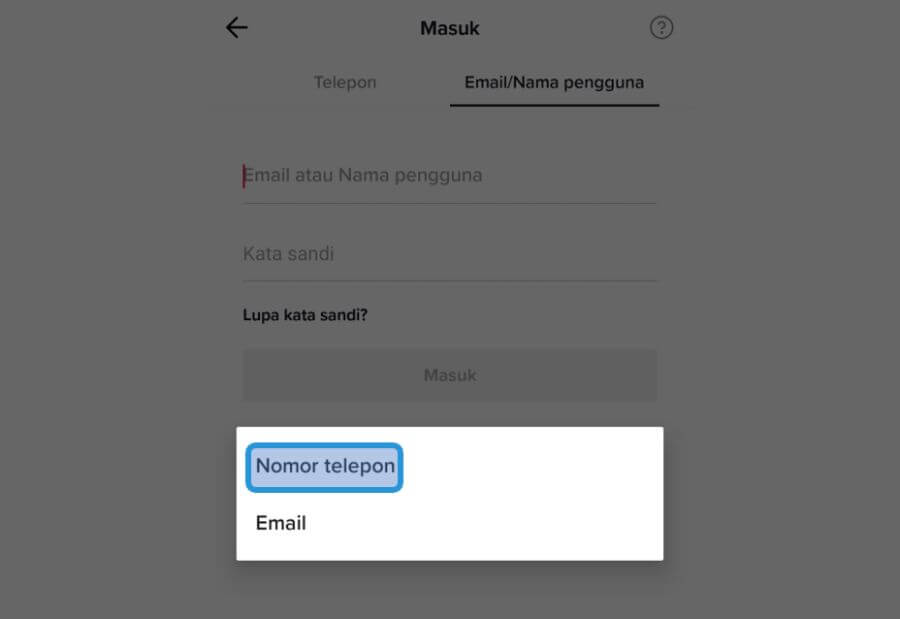 Menu Nomor Telepon di TikTok