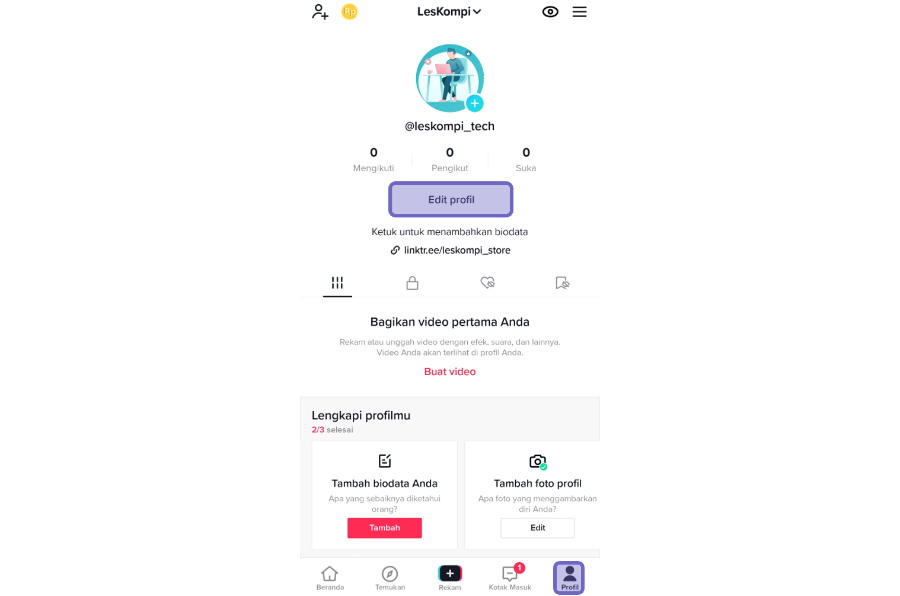 Pilih Tombol Edit Profil TikTok