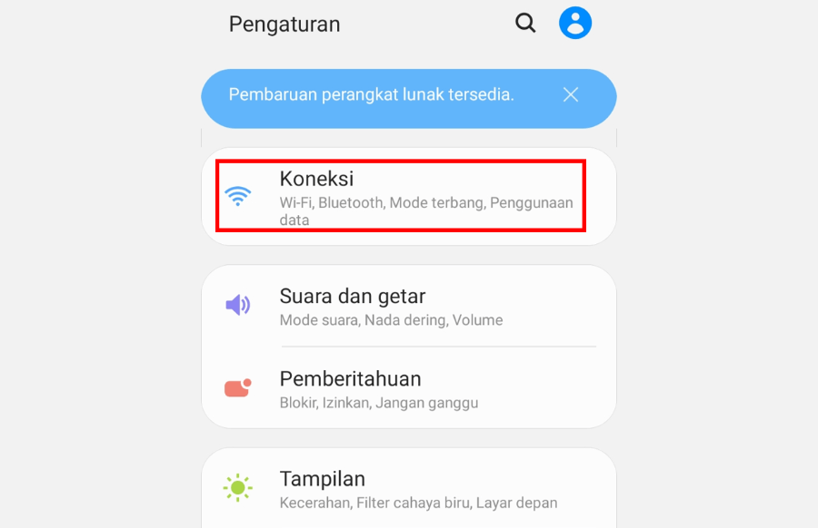 Buka Menu Koneksi di HP