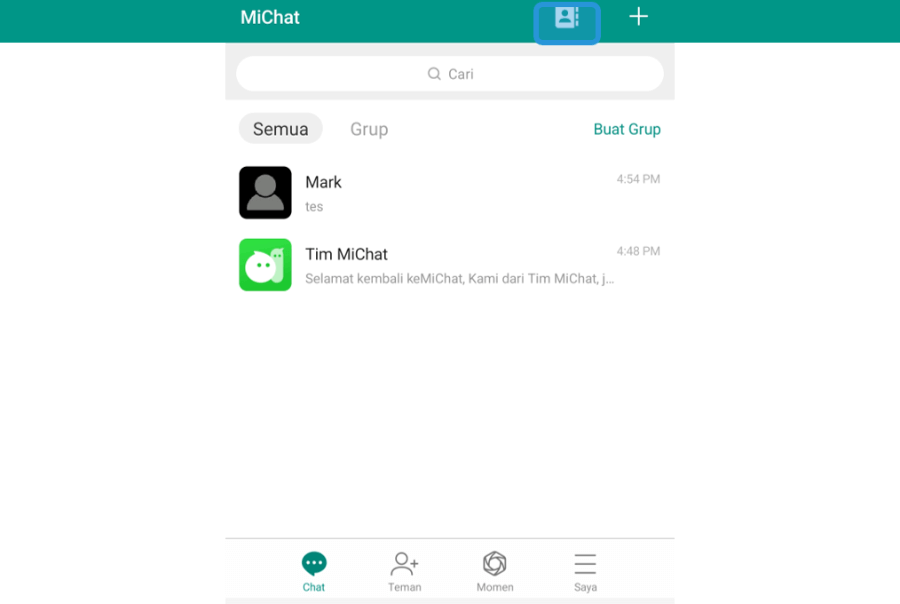 Buka Menu Kontak di MiChat