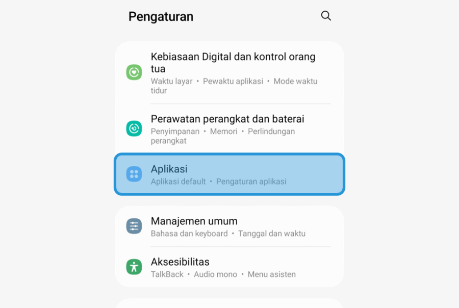 Buka Pengaturan Aplikasi HP