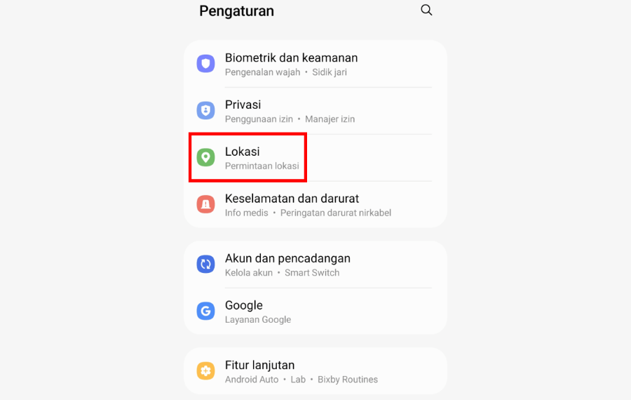 Buka Pengaturan Lokasi HP