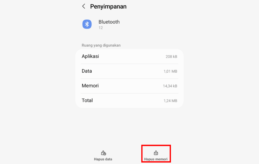 Ketuk Hapus Memori Bluetooth