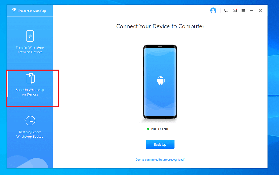 Menu Backup WA di iTransor