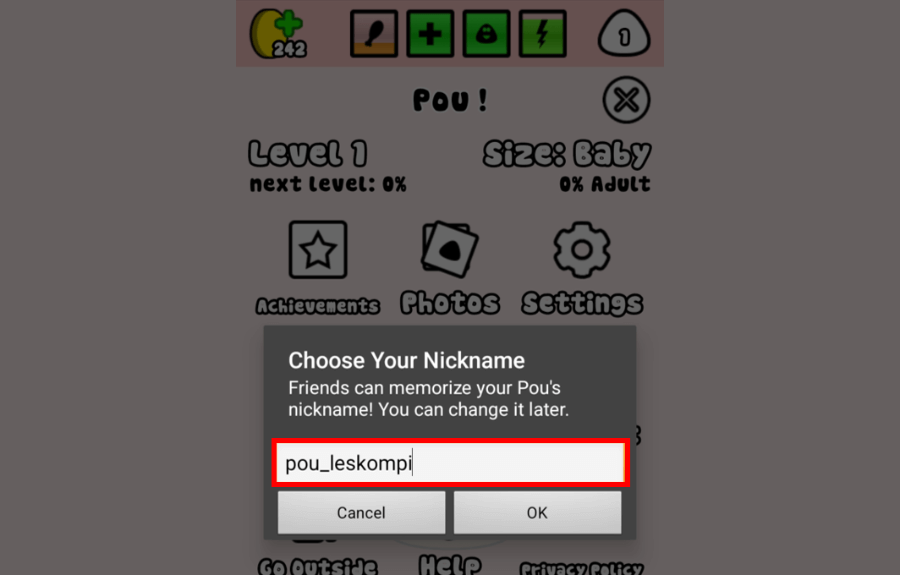 Masukkan Nama Pengguna Pou