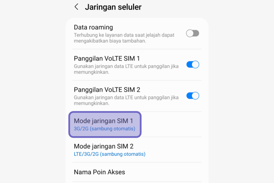 Pilih Jaringan di SIM Telkomsel