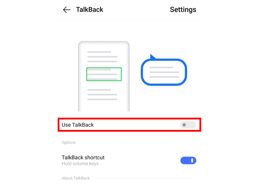 Menu Use Talkback