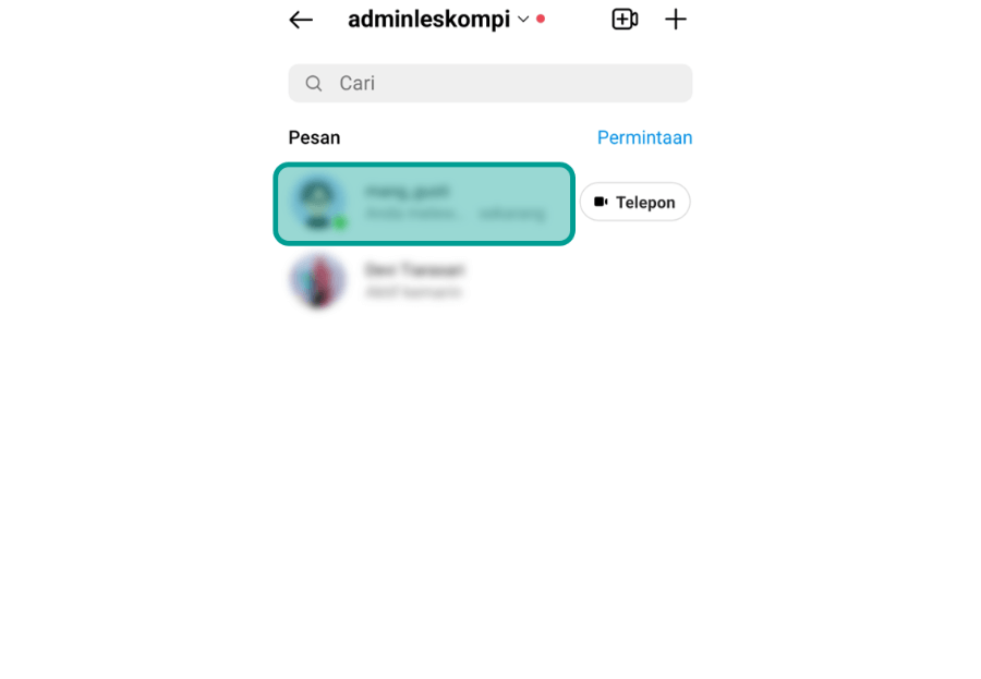 Tekan Pesan di Akun Instagram