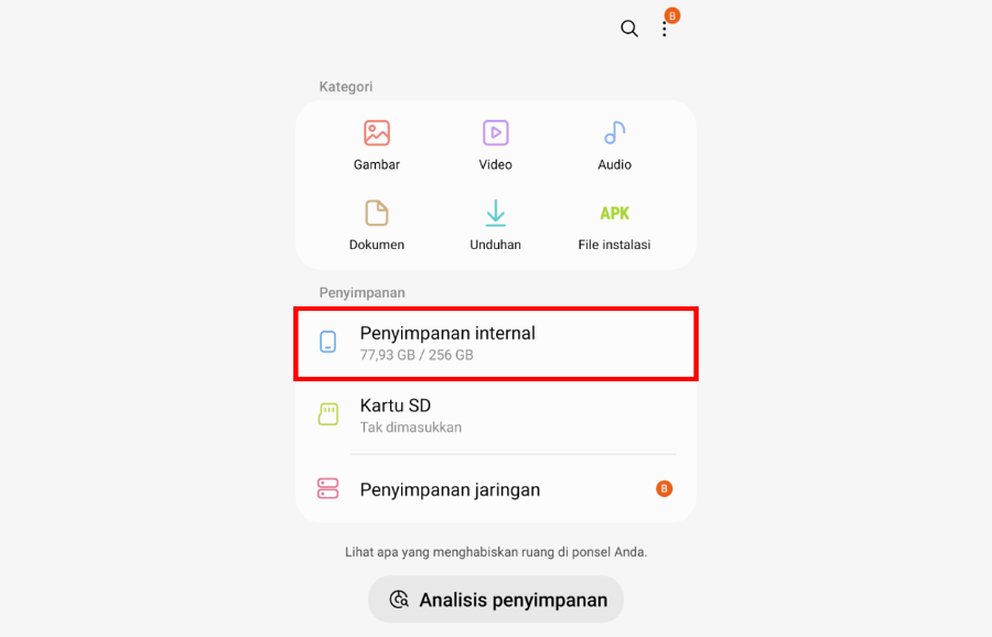 Buka Penyimpanan Internal di HP