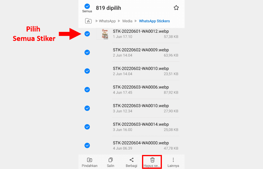 Hapus Semua Stiker WA