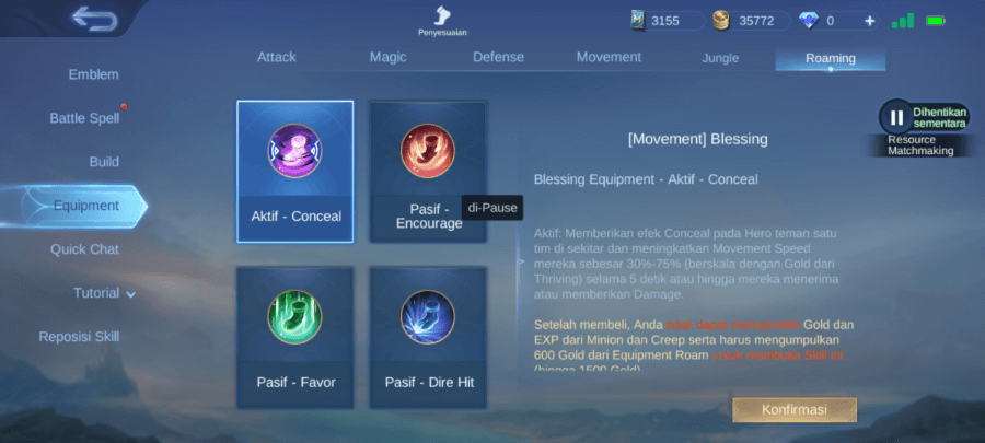 Item Roam Conceal Mobile Legends