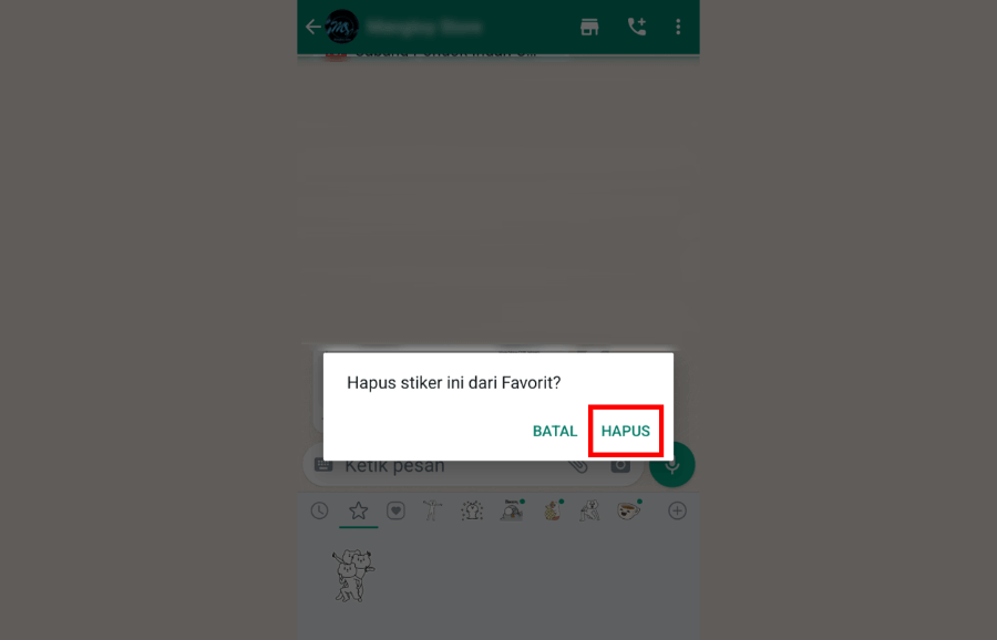 Konfirmasi Hapus Stiker Favorit WA