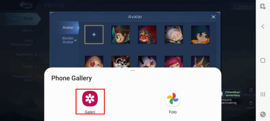 Menu Galeri di Mobile Legends