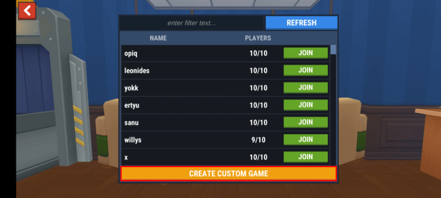 Opsi Create Custom Game