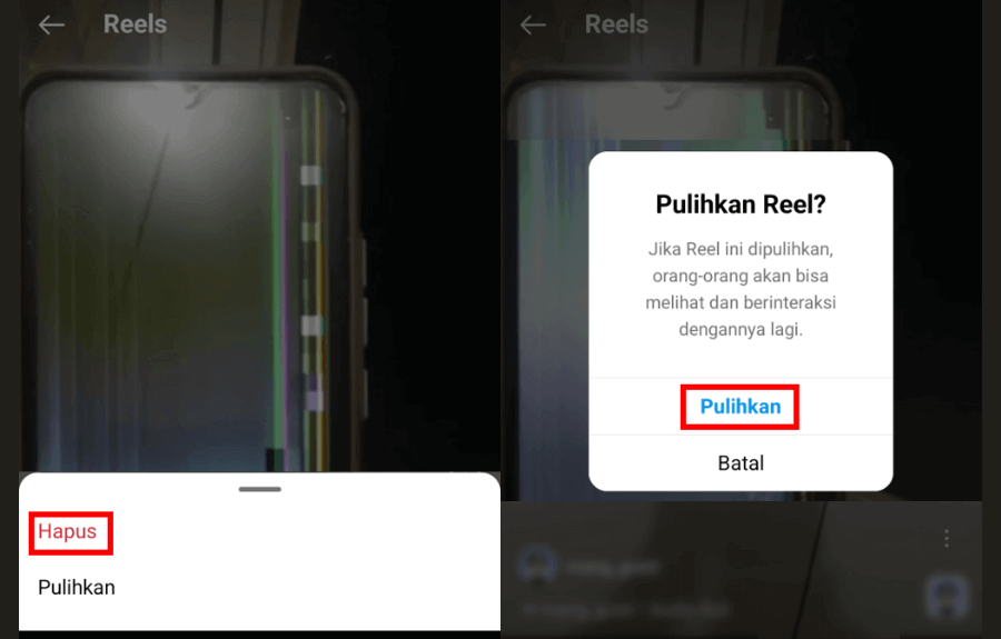 Lakukan Restore Reels Instagram